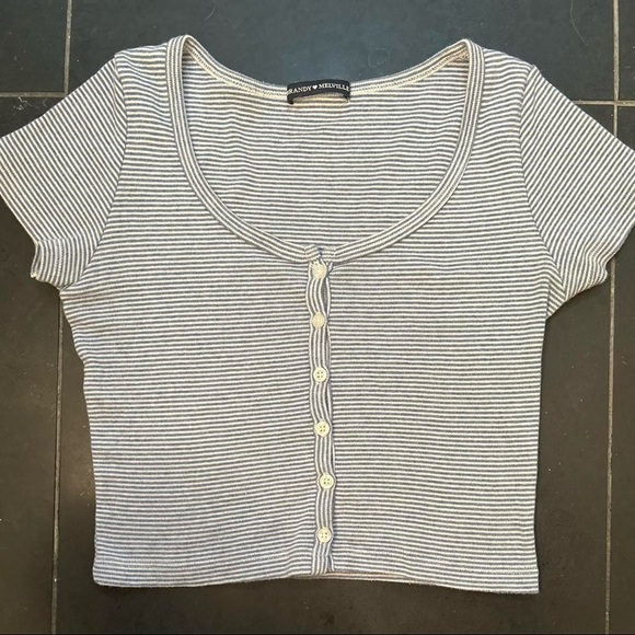 brandy melville blue and white stripped top - Picture 2 of 2